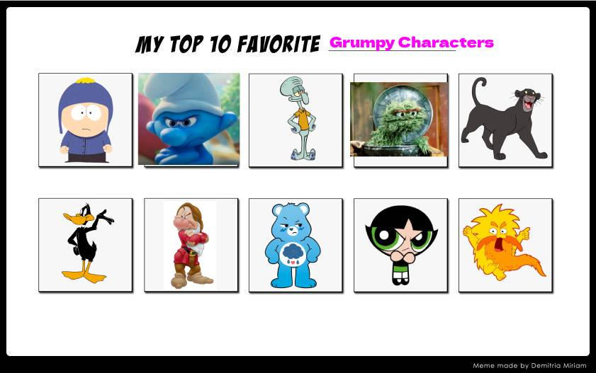 My top 10 favorite grumpy characters by KawaiiAnna15 on DeviantArt