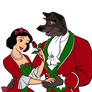 Balto and Snow White in Christmas clothing