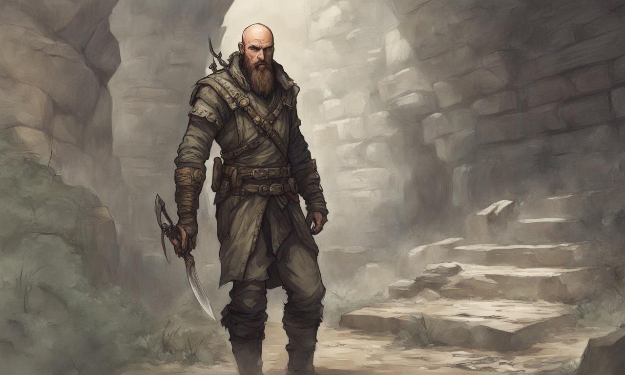 Bald and bearded human ranger venturing deep into by TheAyzek on DeviantArt