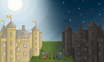 Medieval Castle Night vs. Day Collaboration by stickfigures123