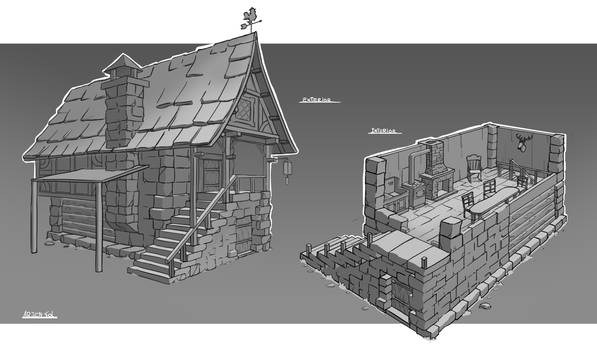 Medieval RPG House interior and exterior