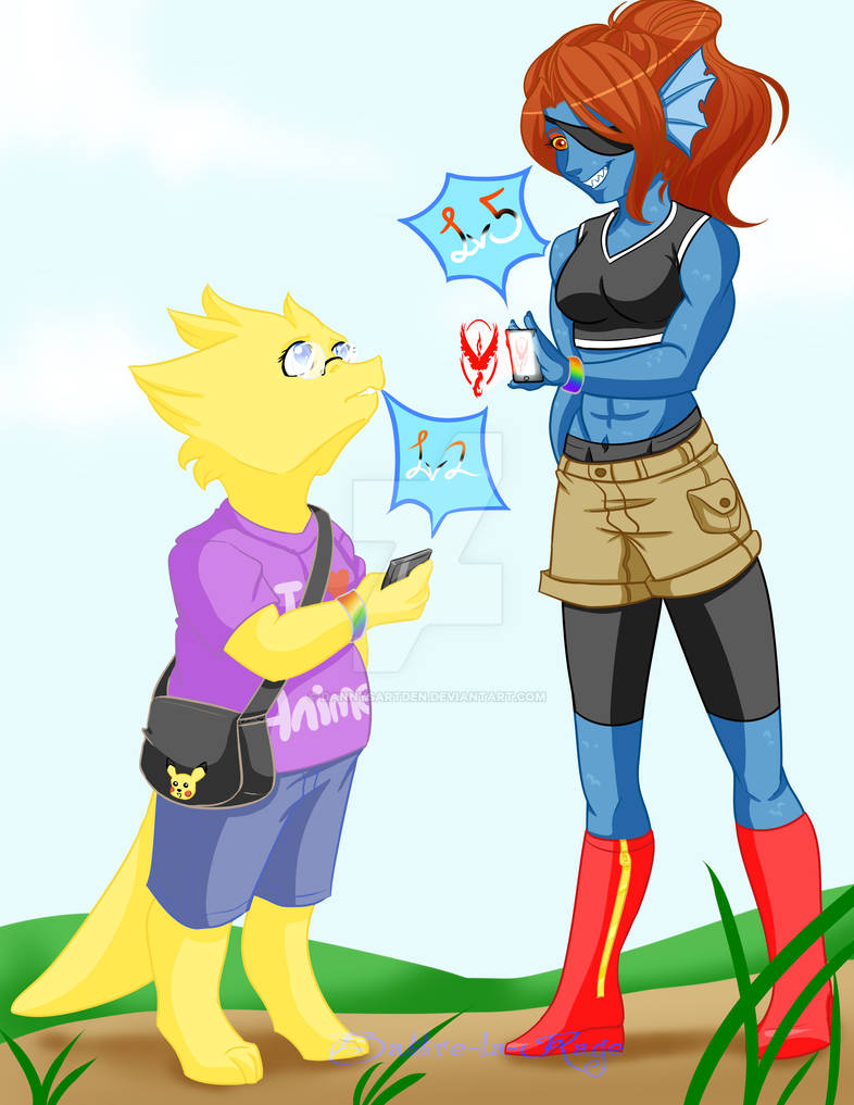Alphy and Undyne Play Pokemon Go Commission by DannysArtDen on DeviantArt