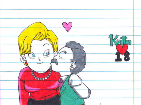 Krillin and 18 kiss