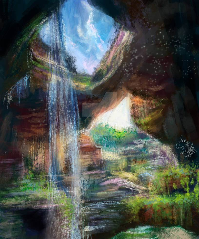 Cave Waterfall Study by IceQueens-Art on DeviantArt