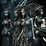 HR Giger styled evening dresses