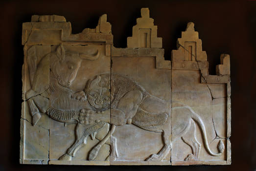 Reconstruction of relief Lion and Bull Combat