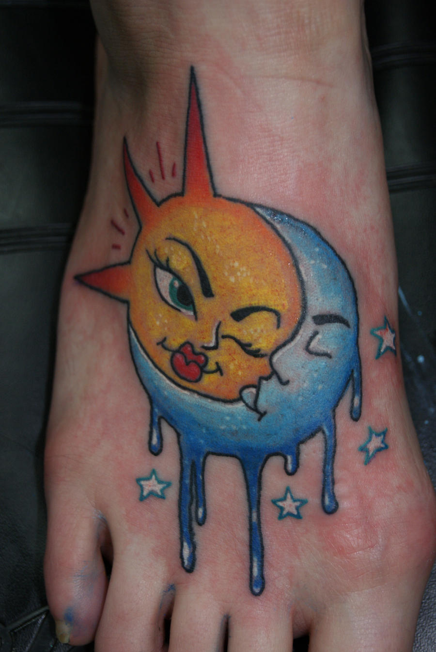 Custom Sun and Moon Tattoo
