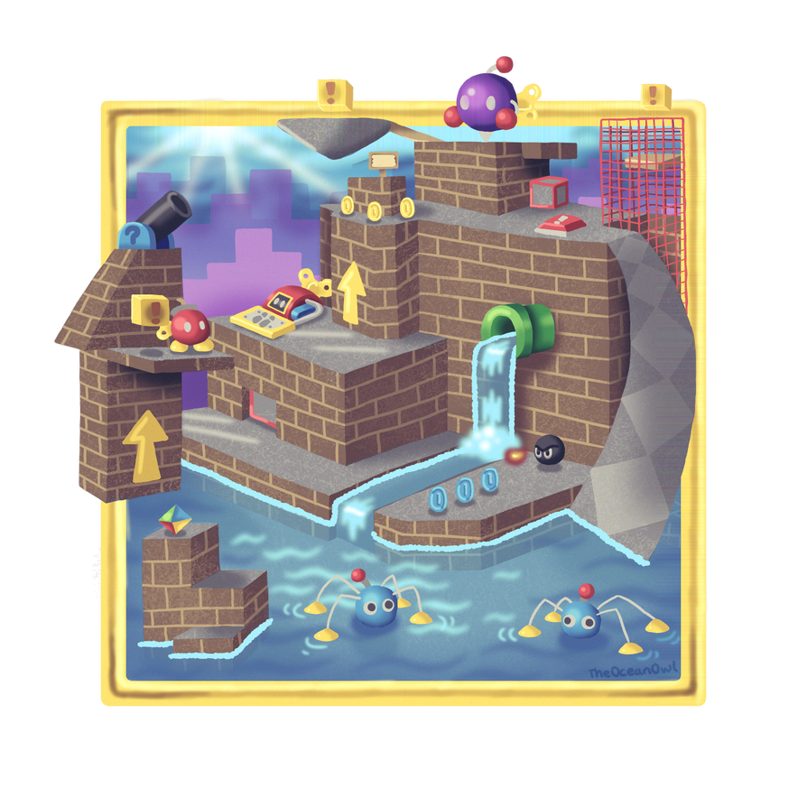 Super Mario 64 Wet Dry World Painting by TheOceanOwl on DeviantArt