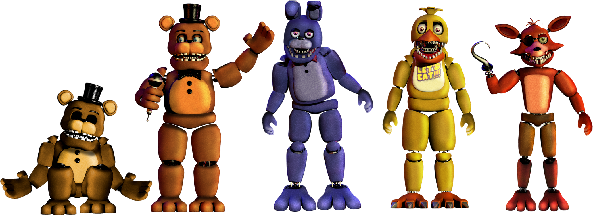 Where did withered animatronics come from in FNAF2, and is there a