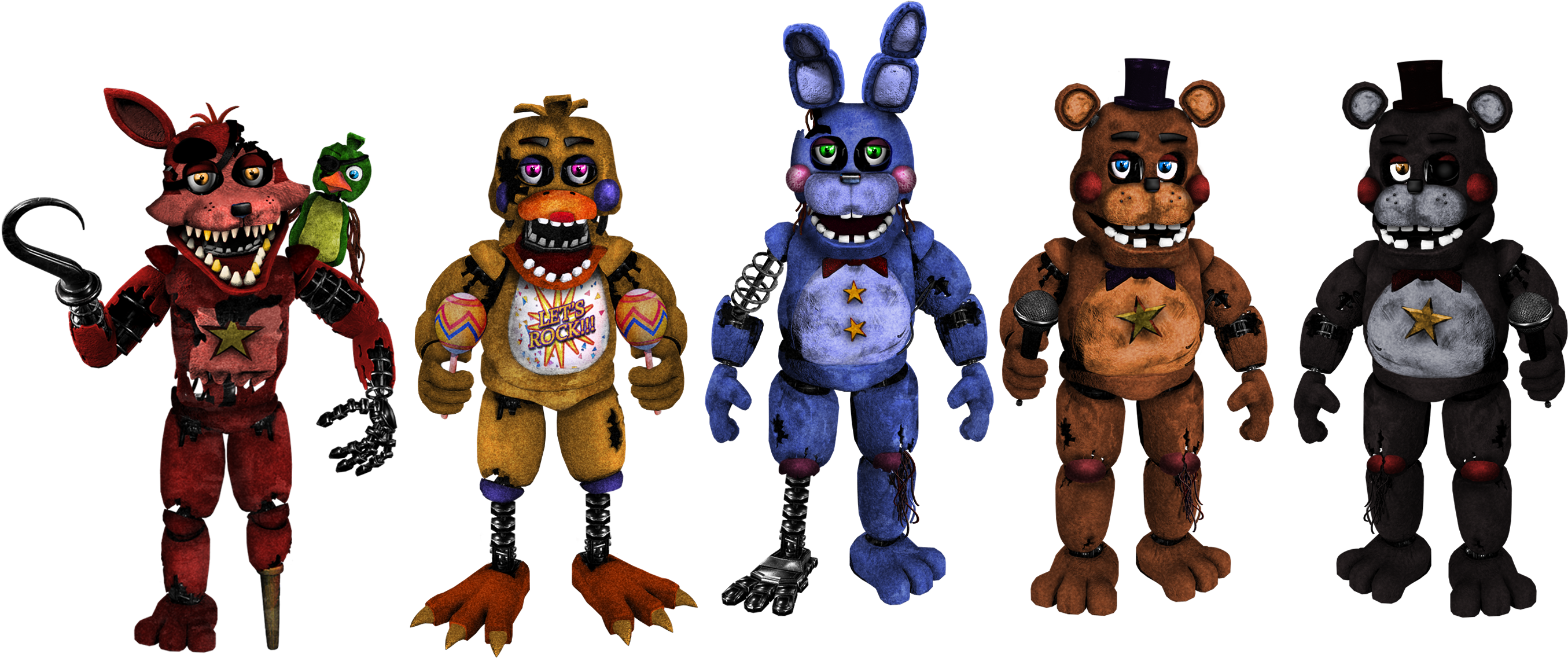 Render FNaF1 Animatronics (PNG) by LivingCorpse7 on DeviantArt