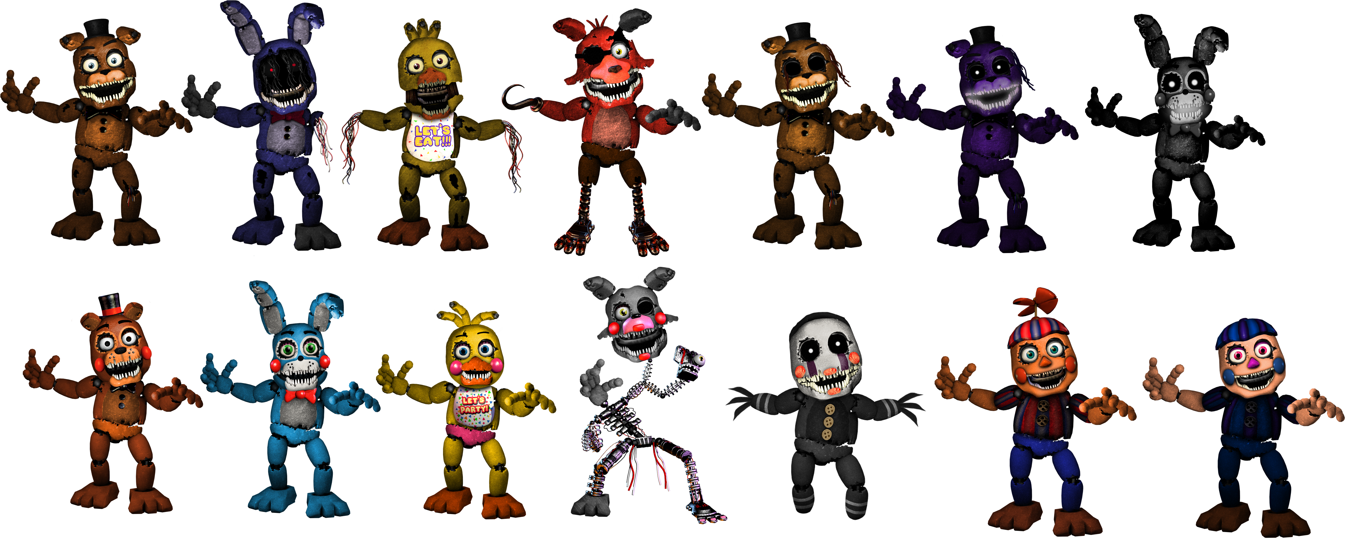 Fnaf 6-All animatronics by Diegopegaso87 on DeviantArt