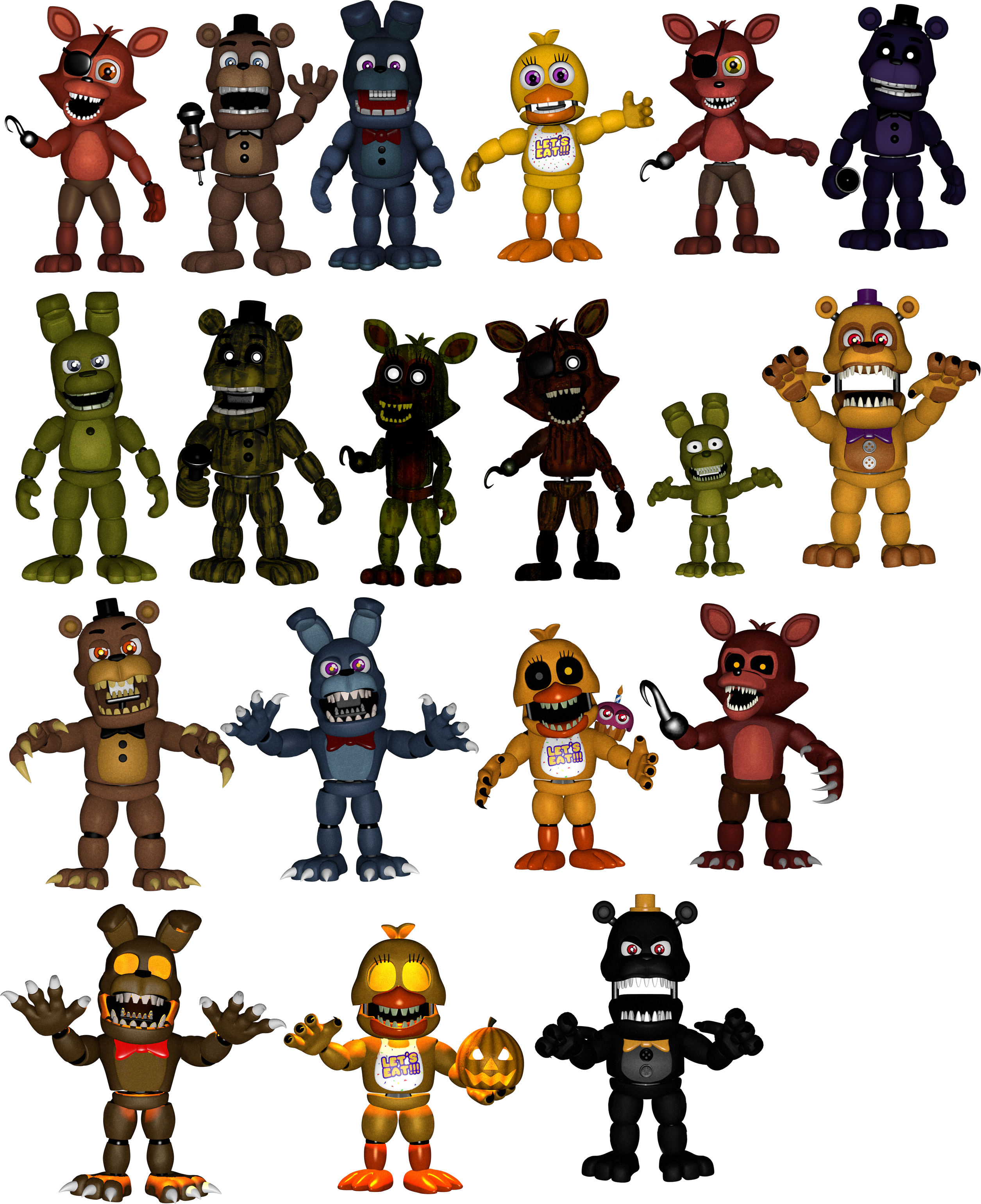 Fnaf 6-All animatronics by Diegopegaso87 on DeviantArt