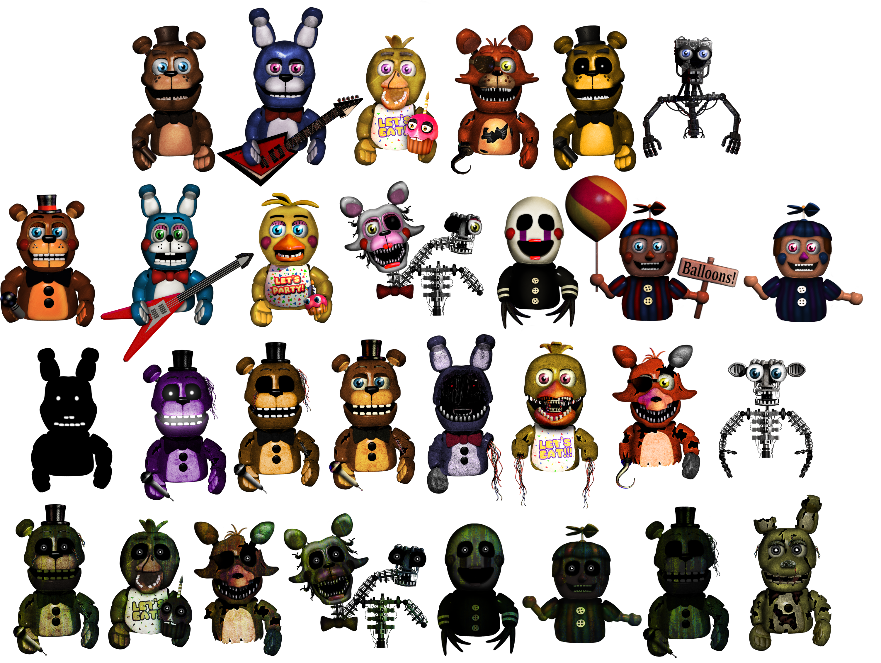 Fnaf4 Animatronics 8-bit by 133alexander on DeviantArt