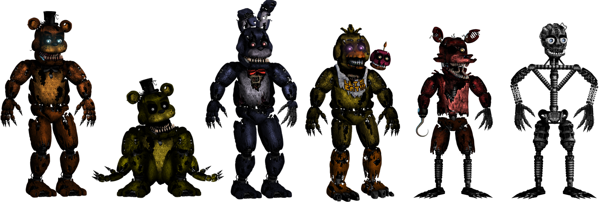 Render FNaF1 Animatronics (PNG) by LivingCorpse7 on DeviantArt