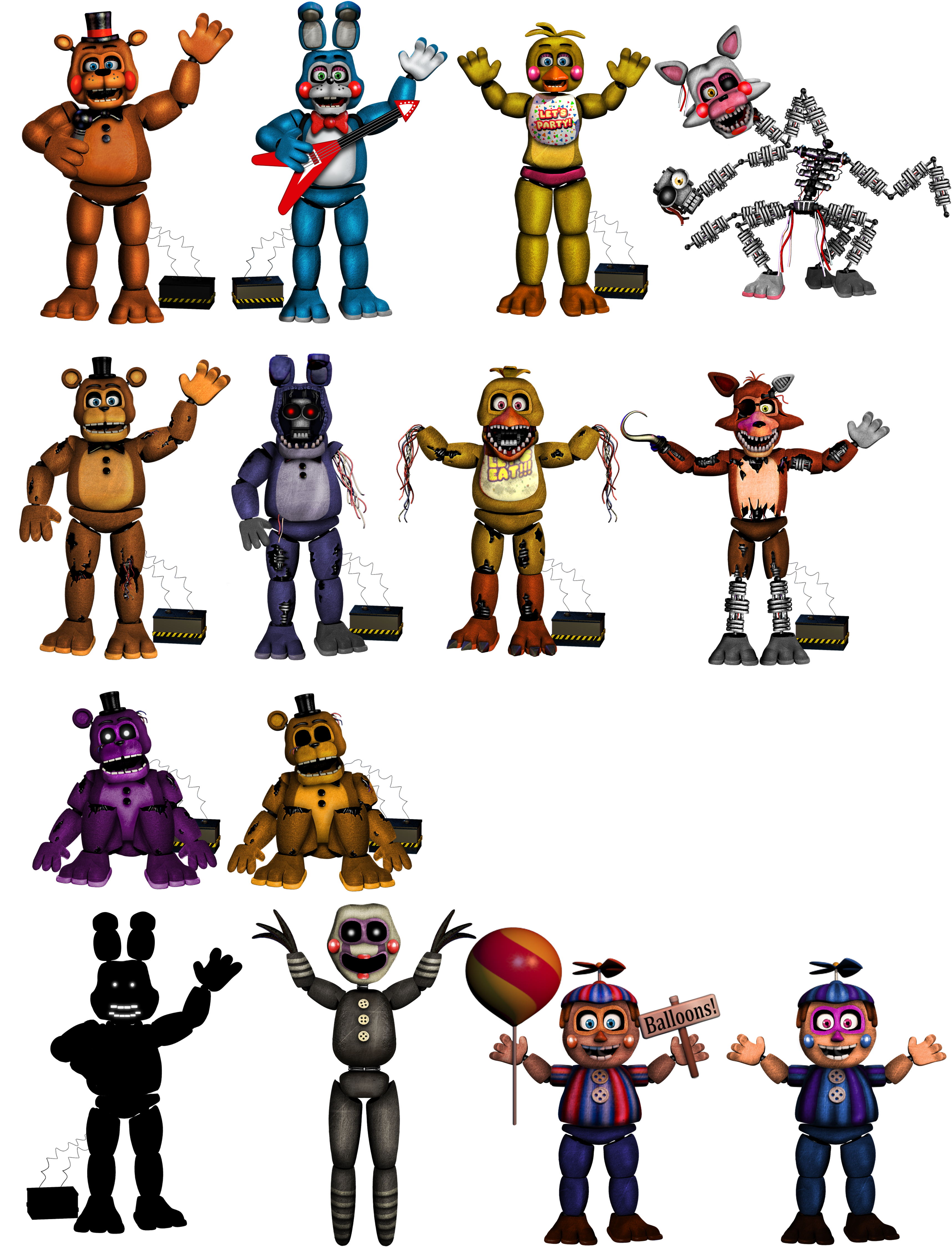 Fnaf1 Animatronics 8-bit by 133alexander on DeviantArt