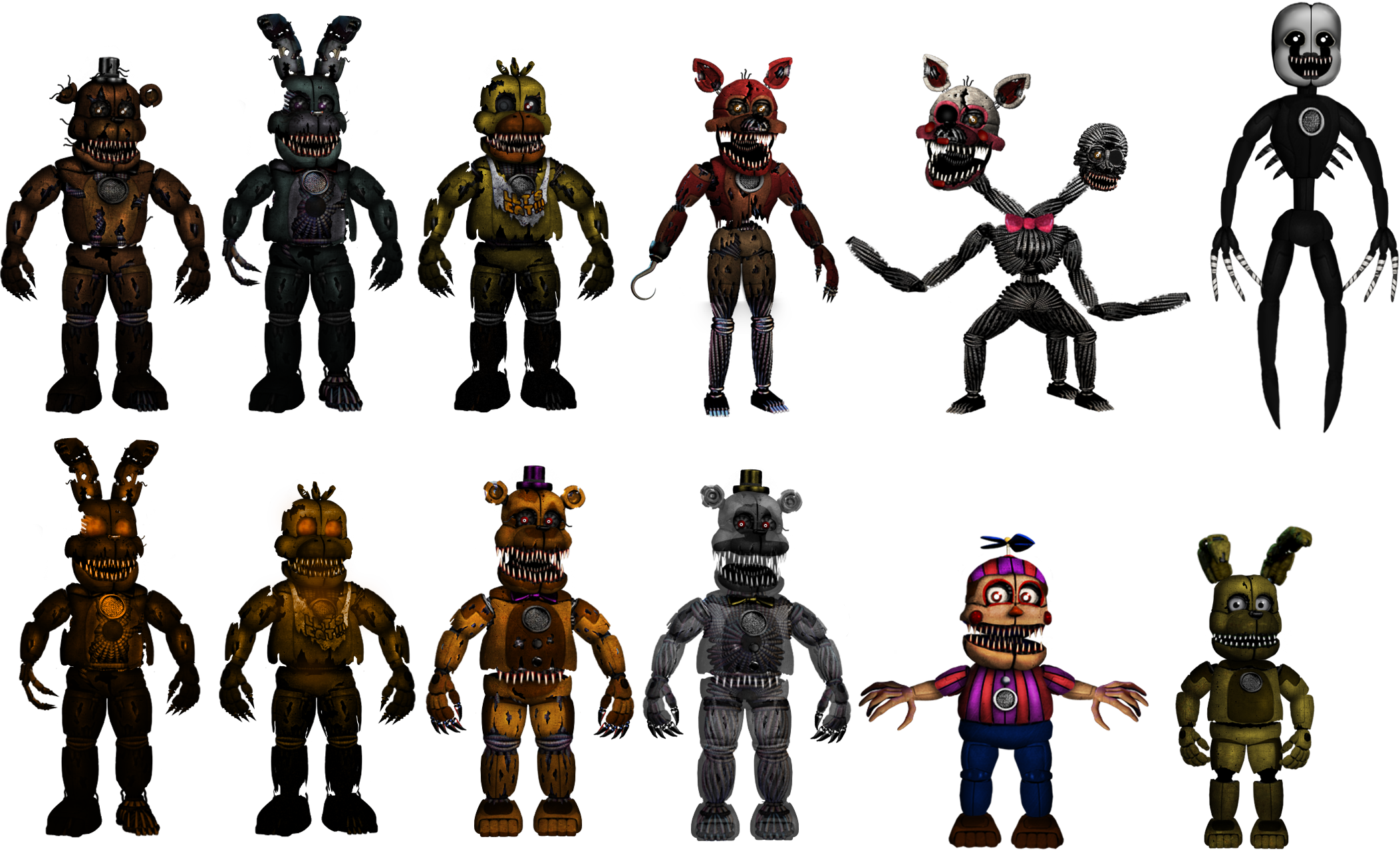 FNaF 4 Nightmare Animatronics by EndyArts on DeviantArt