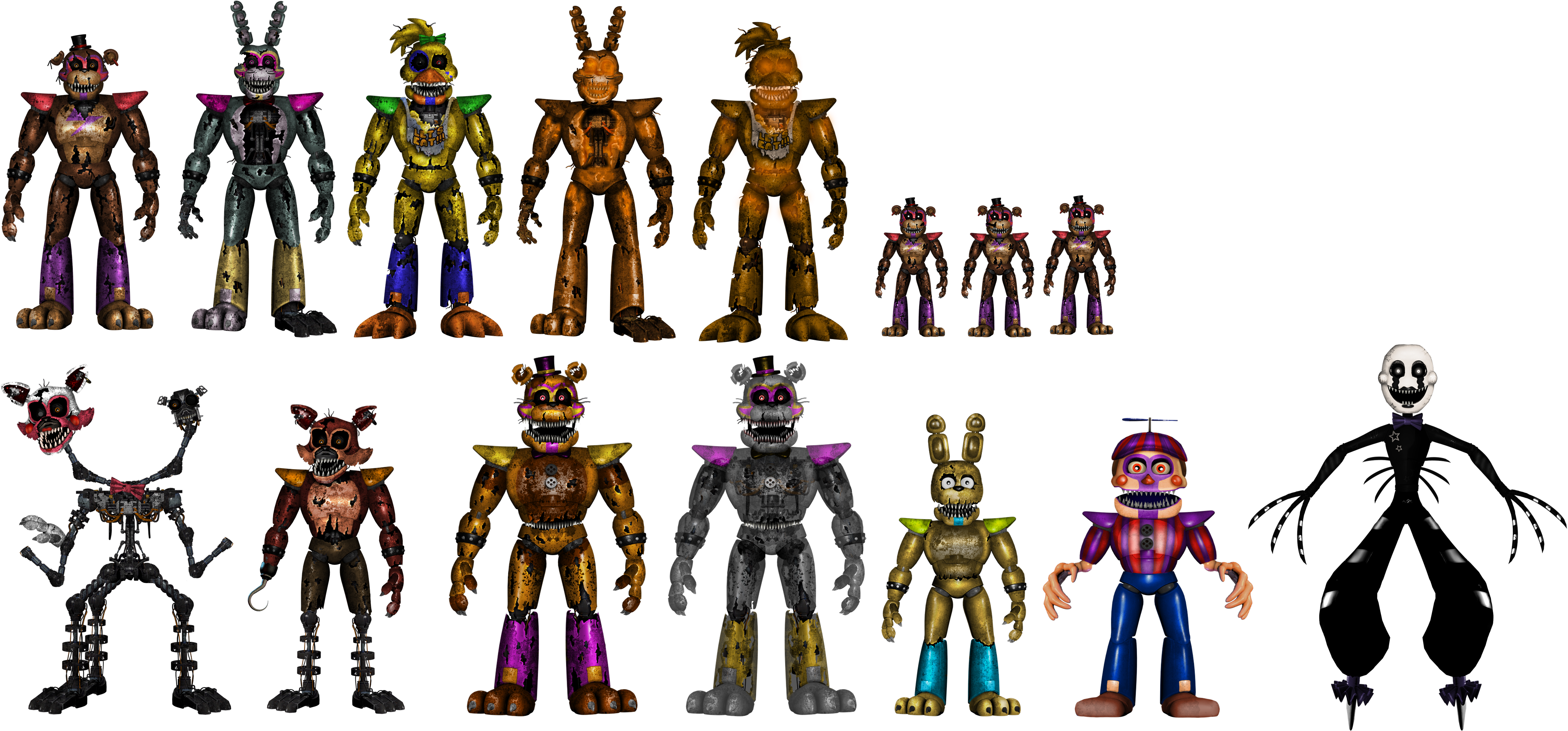 LEGO MOC Fnaf 4 nightmare animatronics pack by