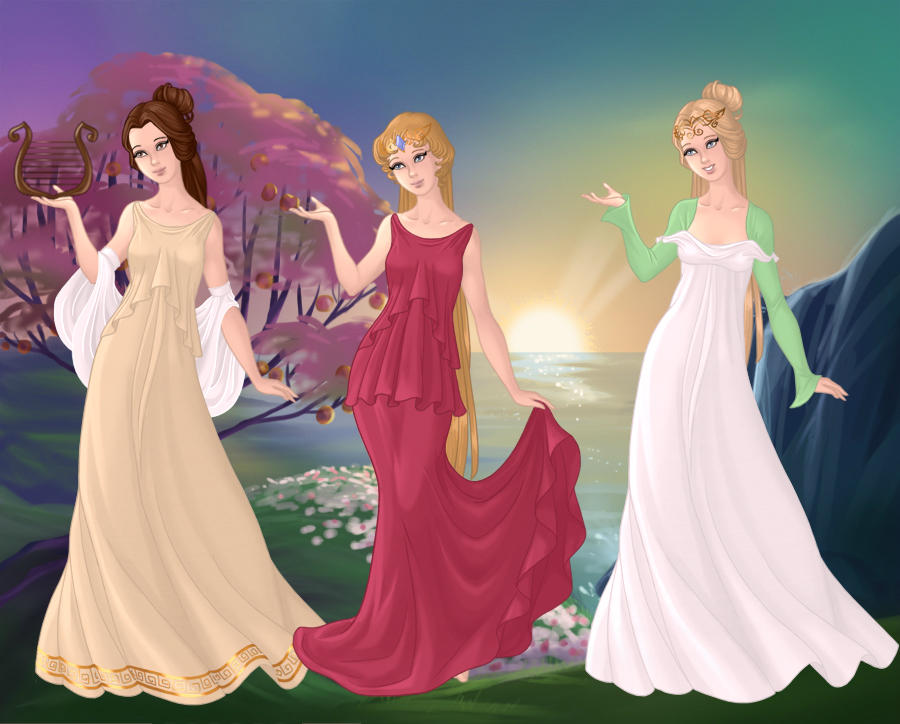 Lady Mnemosyne, Lady Phoebe and Lady Rhea by PoisonDLucy13 on DeviantArt