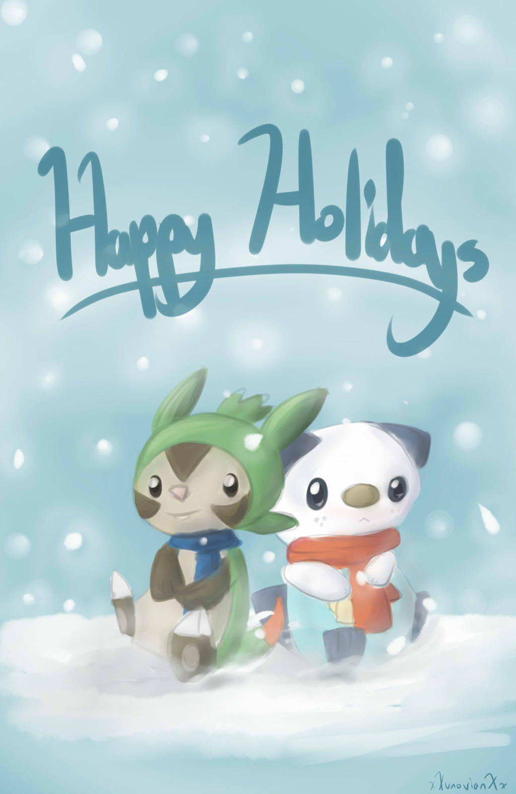 Happy  Holidays from Oshawott and Chespin