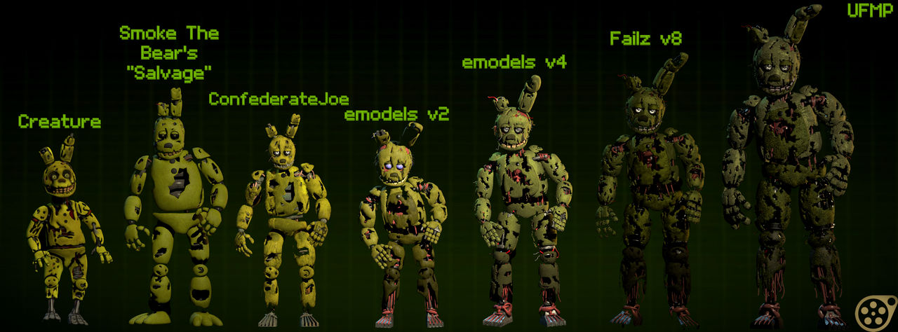 evolution of sfm fnaf models: springtrap by ITrashman115 on DeviantArt