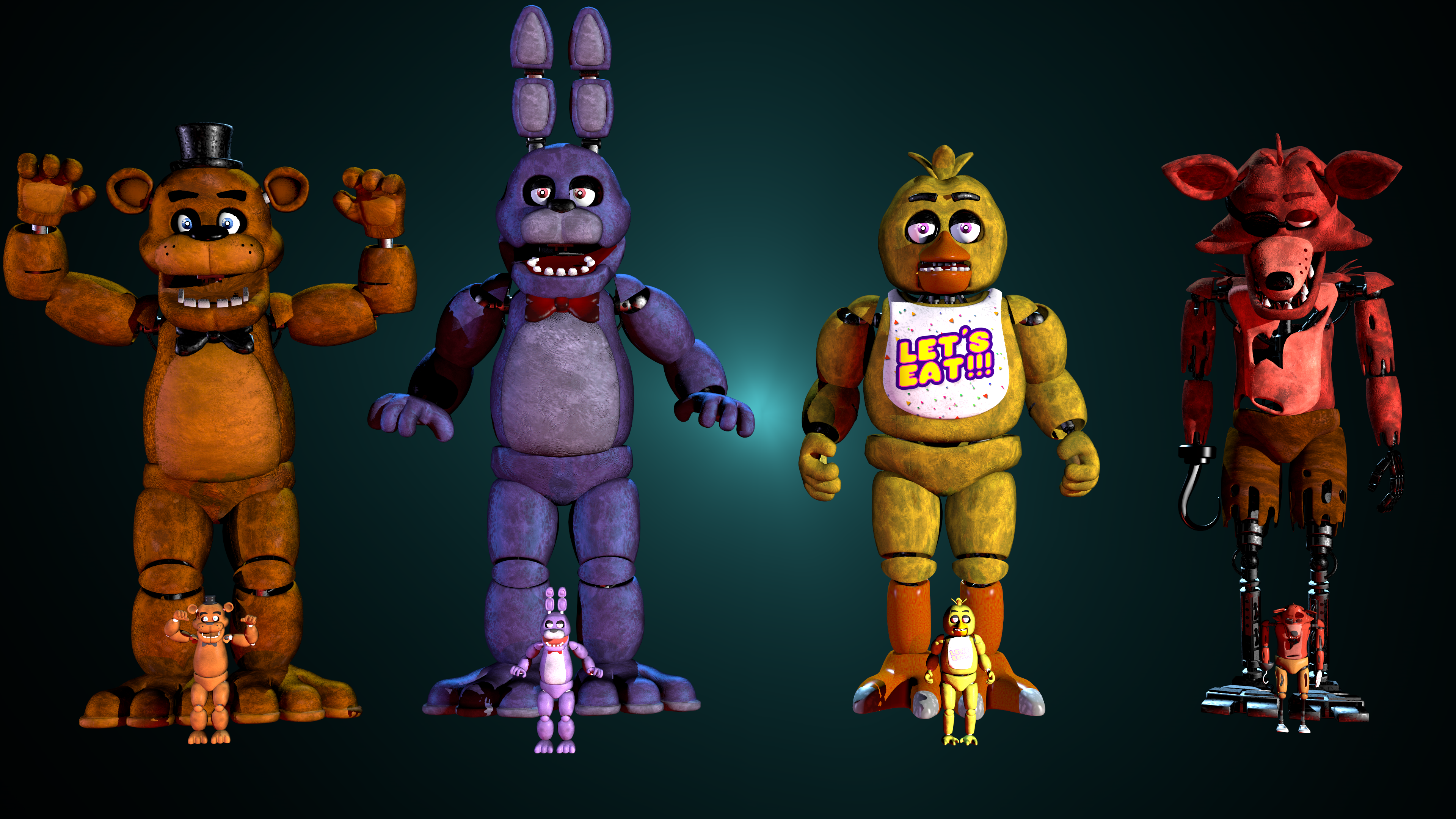 FNAF Animatronic Heights - 2015 by FawnyOwl on DeviantArt