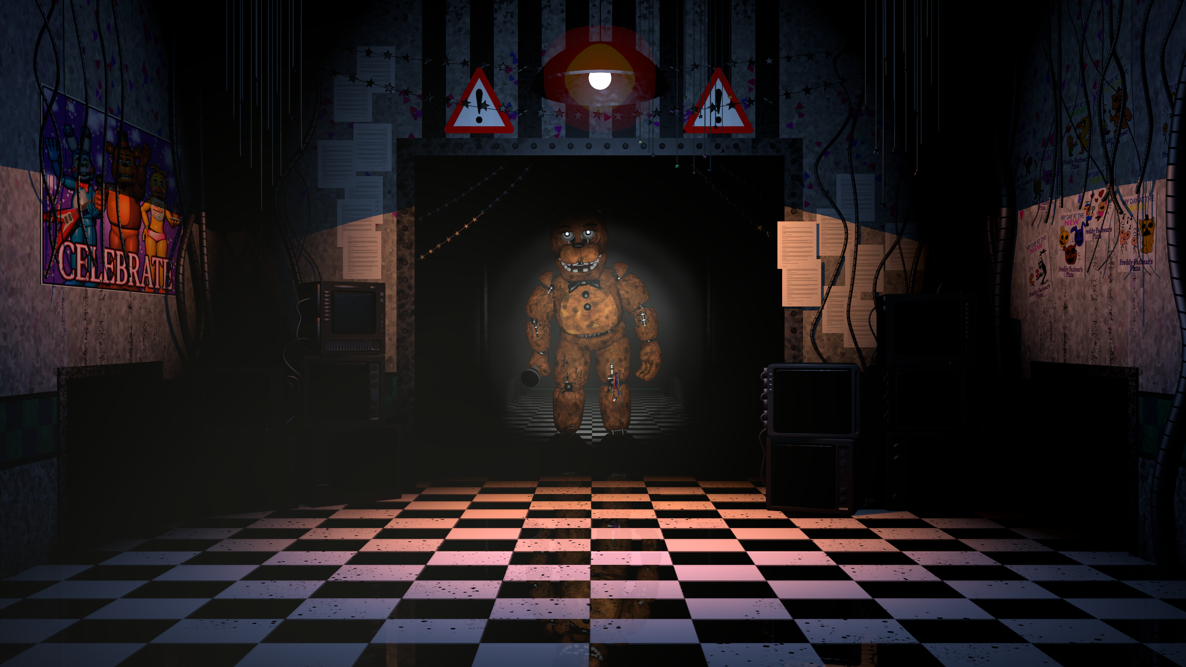 Unwithered shadow Freddy fnaf 2 hallway.