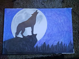 Wolf Howls At The Moon Silhouette