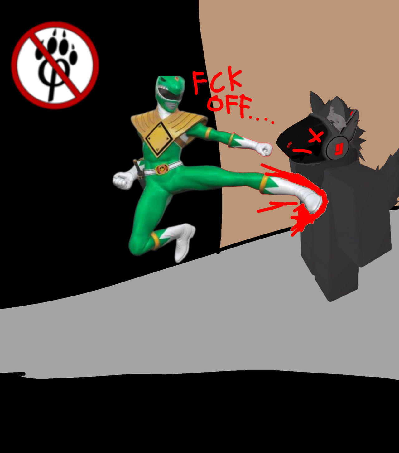 Protogen Ranger Green power ranger kicks a protogen by Gok0swm629 on DeviantArt