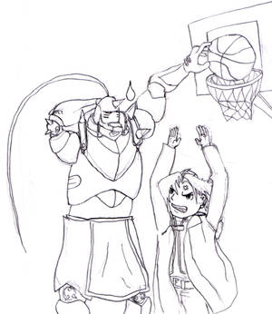 Alphonse and Edward play basketball