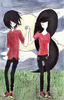 Marceline and Marshall Lee in the moonlight