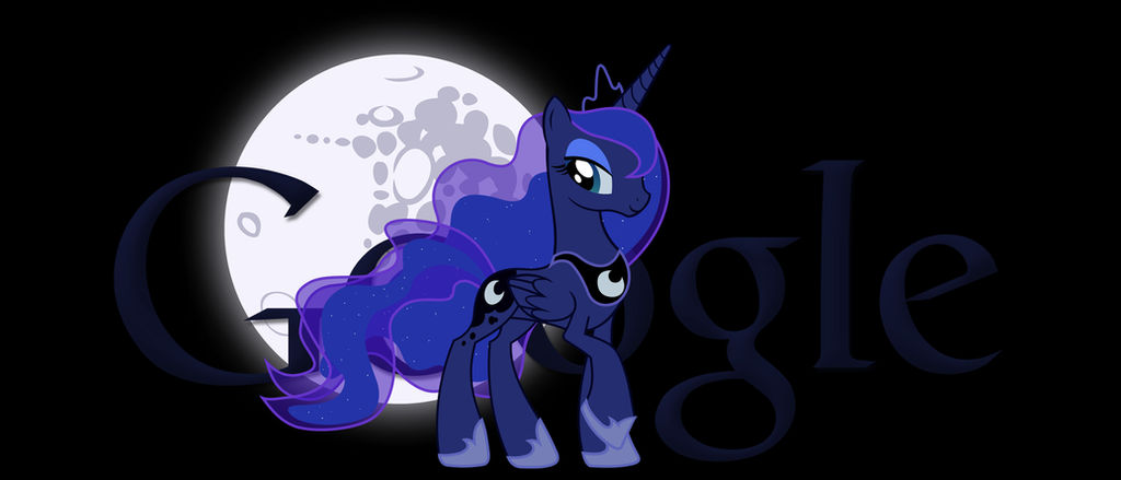 Princess Luna Google Logo +Dark Background