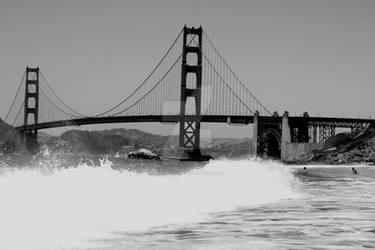 Golden Gate Bridge Black And White Baker Beach