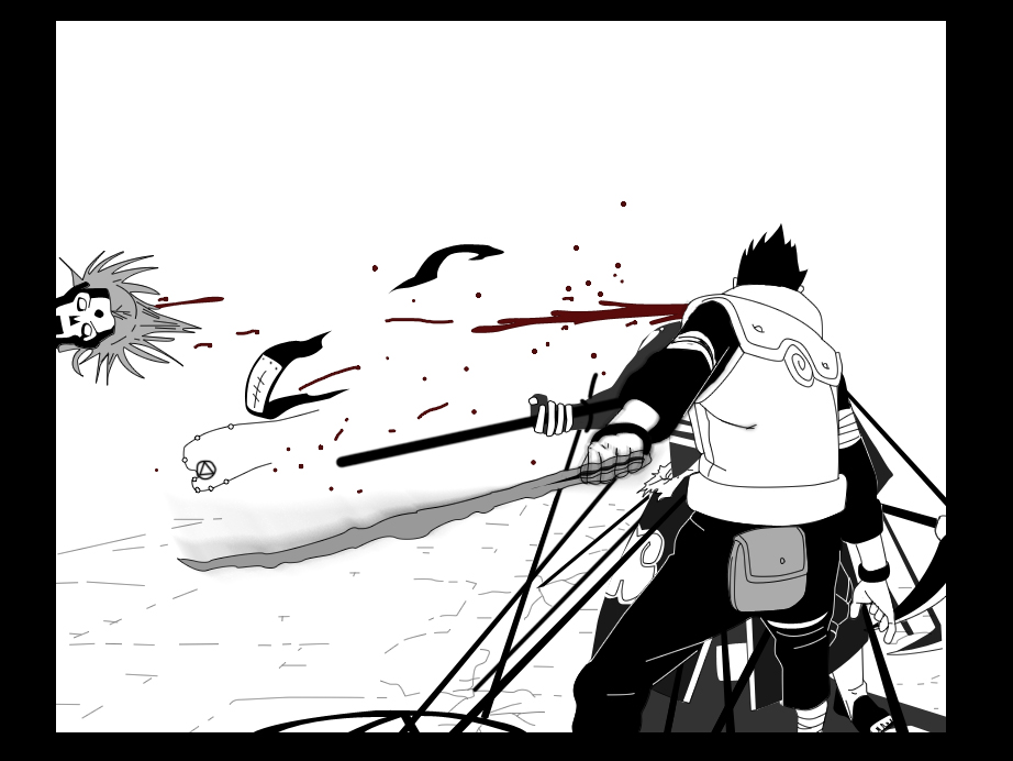 line art of Asuma vs Hidan.