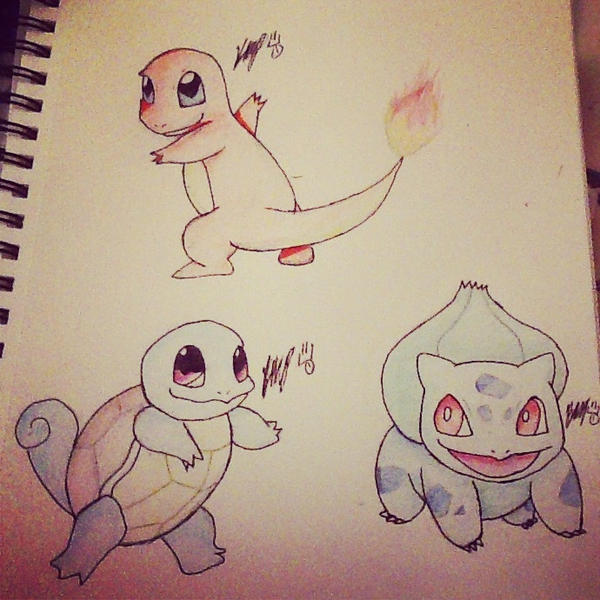 Pokemon 1st Gen Starters by MessedUpUnicorn on DeviantArt