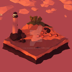 Low Poly Floating Piece Of Sand