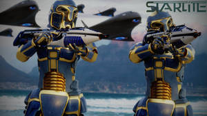 Starlite Armory Archangel heavy power armor.