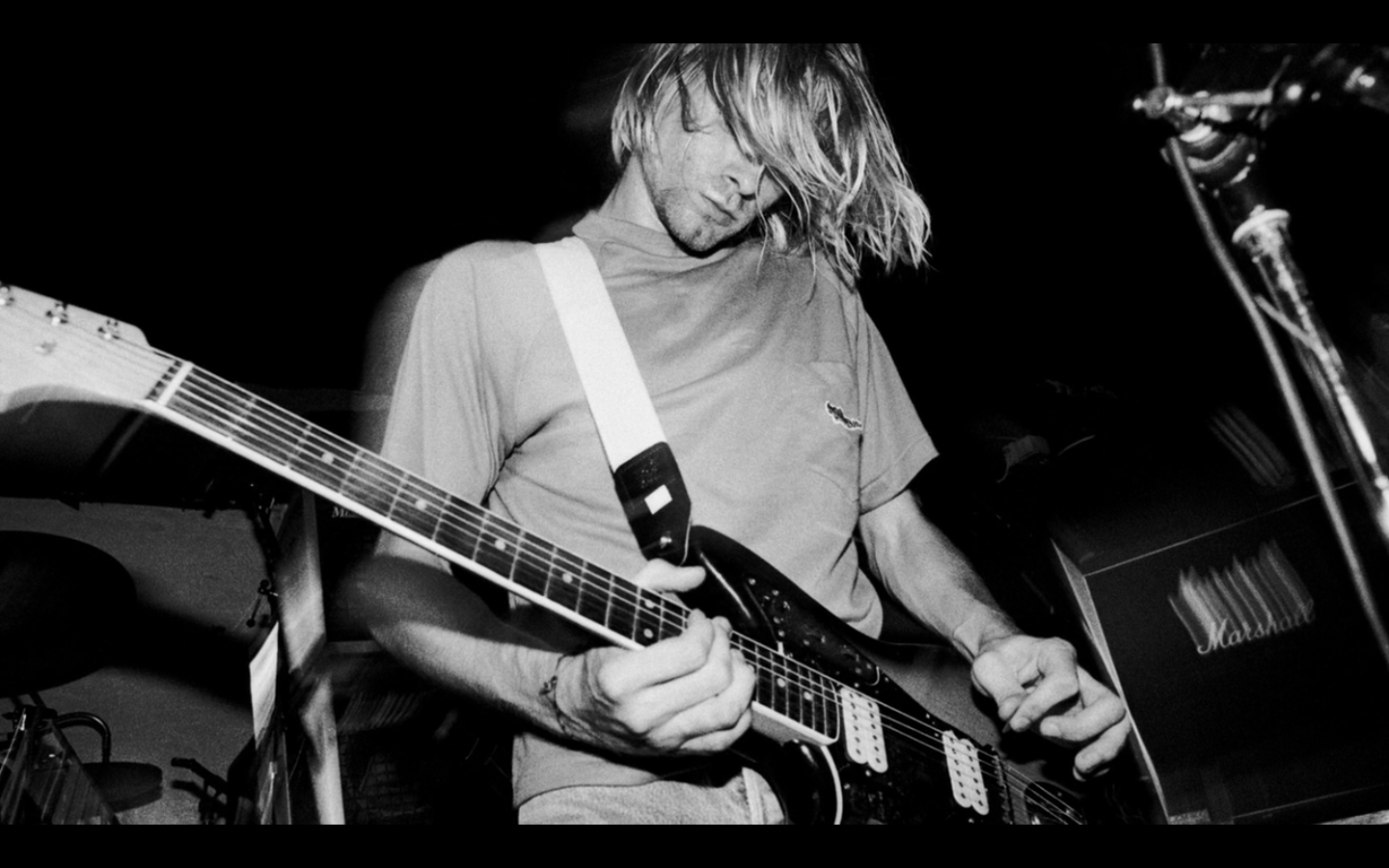 Kurt Cobain playing the guitar