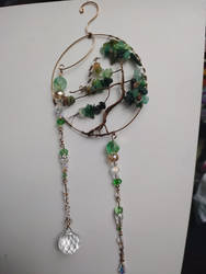 Wire wrapped and gemmed tree suncatcher