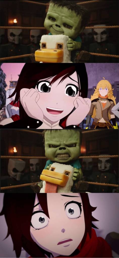Ruby Rohd Scared Ruby rose gets scared of Chicken Jockey by Oui282737383 on DeviantArt