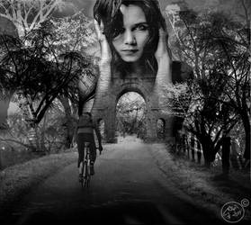 The girl in the Roman bridge