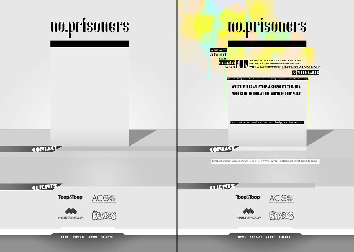 No Prisoners - Website mock V2