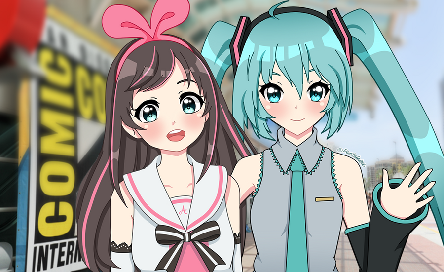Ai and Miku at Comic-Con by pastelaine-art