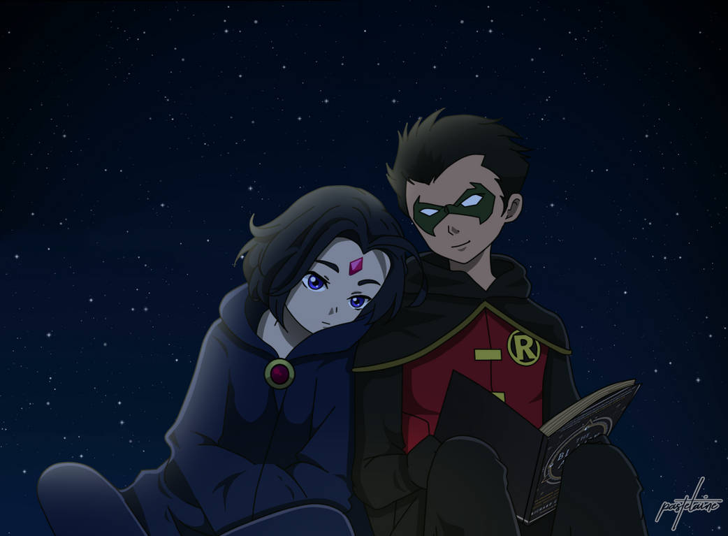Teen Titans (Raven X Robin) by pastelaine-art