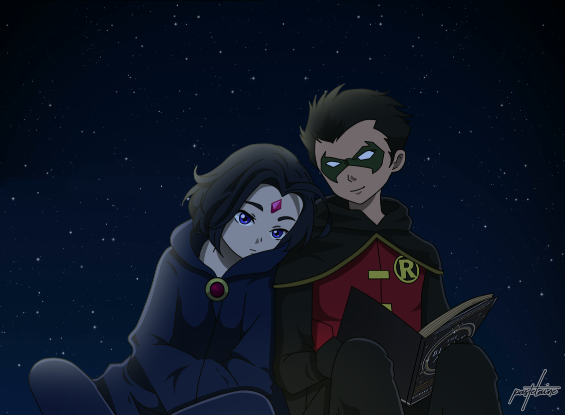 Teen Titans (Raven X Robin) by pastelaine-art