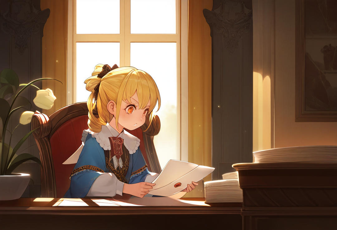 Blonde Hair,little Girl,desk,renaissance,orange Ey by Xela-The-Conqueror