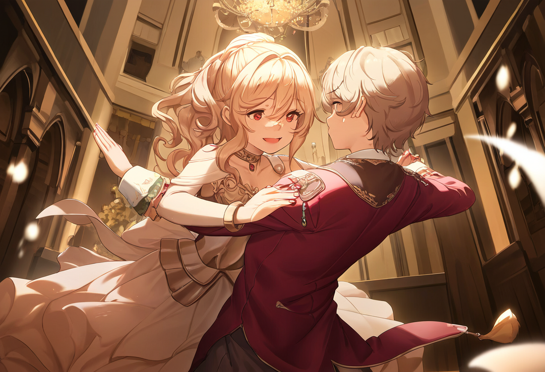 Boy With Light Brown Hair And Gold Eyes Dancing Wi by Xela-The-Conqueror