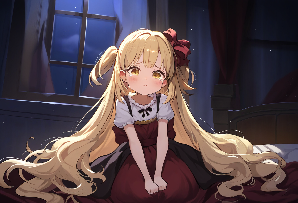 Little Girl,crying,noblewoman,blonde Hair,golden E