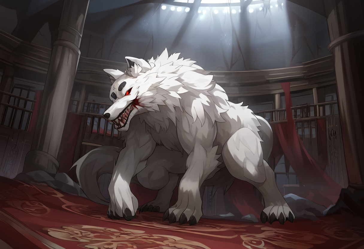 Eight polar bear-sized creatures ran into the room