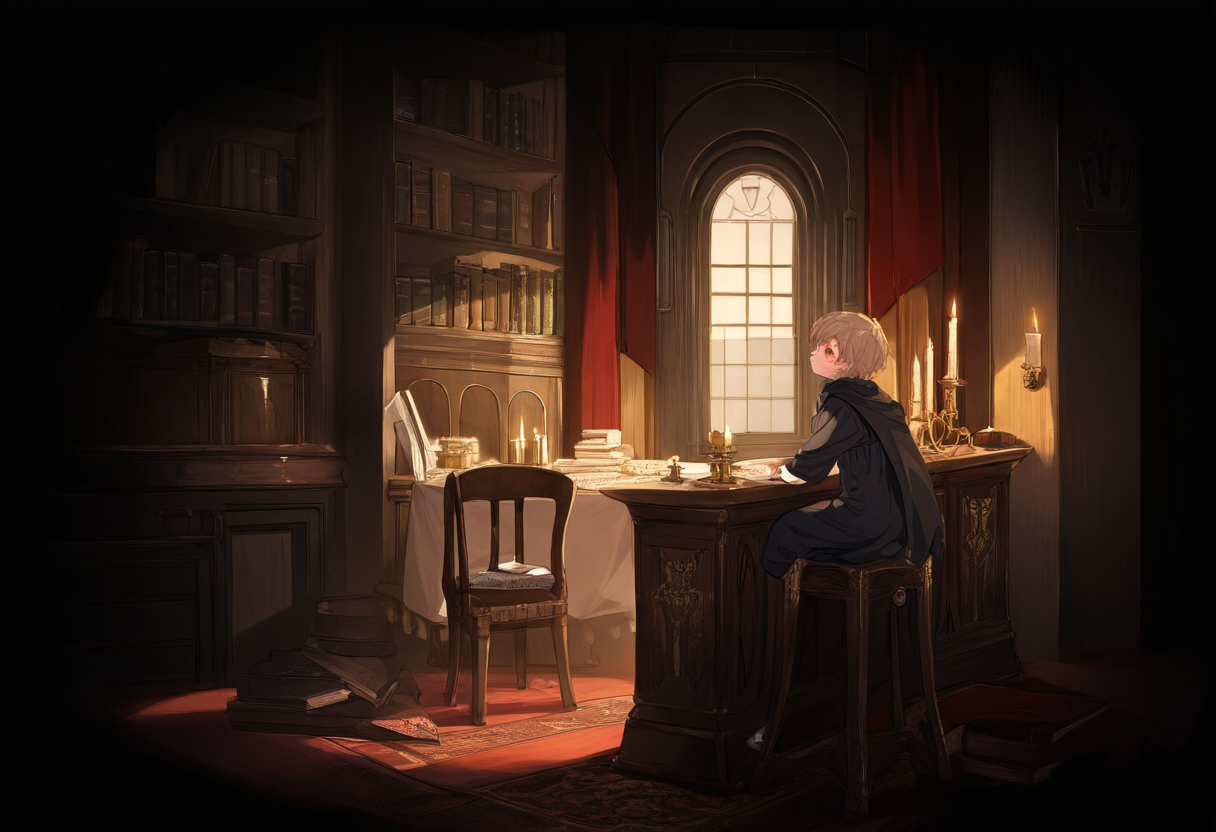 Renaissance,desk,noble,red Eyes,boy,child,light Br