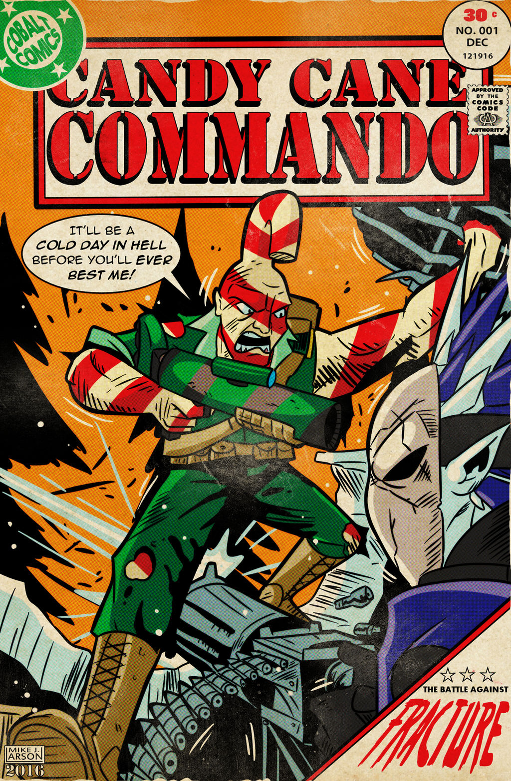 Cobaltkatdrone Commission: Candy Cane Commando by MichaelJLarson